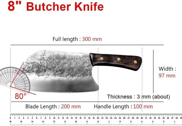 Meat Cleaver Knife, 8 Inch Handmade Kitchen Knife Chef Knife High-Carbon Meat Vegetable Chopper Traditional Butcher Cleaver Slicing Knife Cooking Tools2