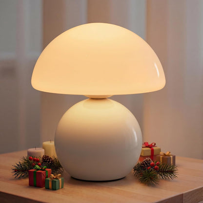 Wireless Mushroom Lamp,Table Lamp for Bedroom, Portables Cordless Lamps,Wireless Lamp,Small Bedside Table Touch Lamps for Living Room,Mini Mushroom 5200Mah Battery Operated Lamp Modern (White)1