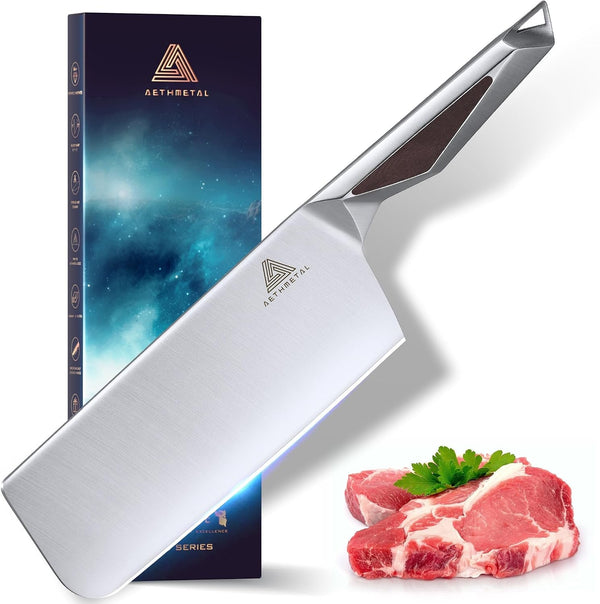 7 Inch Meat Cleaver Knife, Full Metal Stainless Steel Kitchen Knife for Cutting Meat & Vegetables, Ergonomic Handle Chinese Chef’S Butcher Knife for Home & Restaurant1