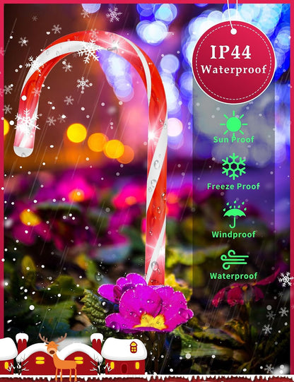 Solar Christmas Pathway Lights Outdoor Decorations, Solar Candy Cane Lights for Yard Patio Garden Walkway with 8 Light Mode, Remote, Timer, 48 LED, Upgraded Christmas Outdoor Decorations, 8 Pack4