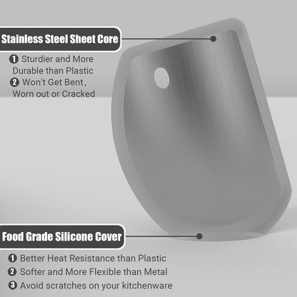 Flexible Curved Edge Silicone Bowl Scraper Dough Scraper Baking Bread | Food Grade Bench Scraper for Baking Sourdough Bread, Cake, Multipurpose Kitchen Dish Scrapers, Easy Clean (5.98"X4.3", Gray)2