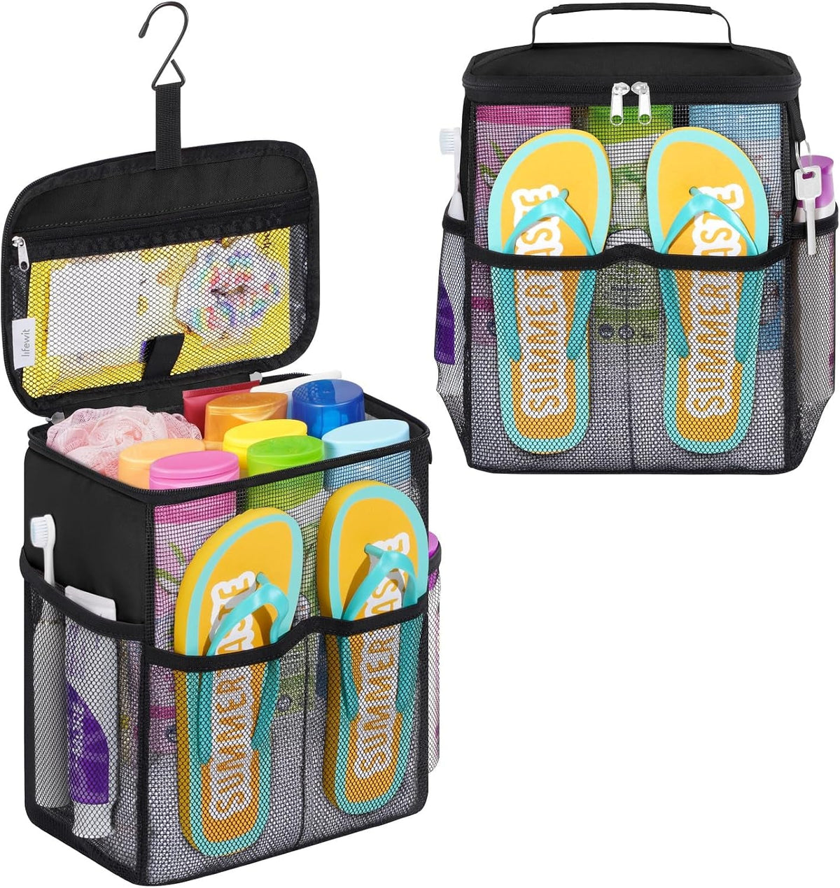 mesh-shower-caddy-hanging-bathroom-organizer-with-slipper-pockets