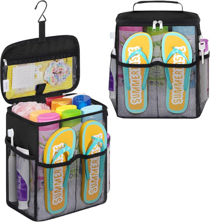 Mesh Shower Caddy, Hanging Bathroom Organizer with Slipper Pockets1