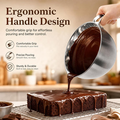 Double Boiler Pot Set with Silicone Spatula, 2000ML/1.8QT Chocolate Melting Pot with 2800ML/2.54QT Stainless Steel Pot, Candy Melting Pot, Chocolate Melter for Butter, Caramel, Cheese, Wax,8