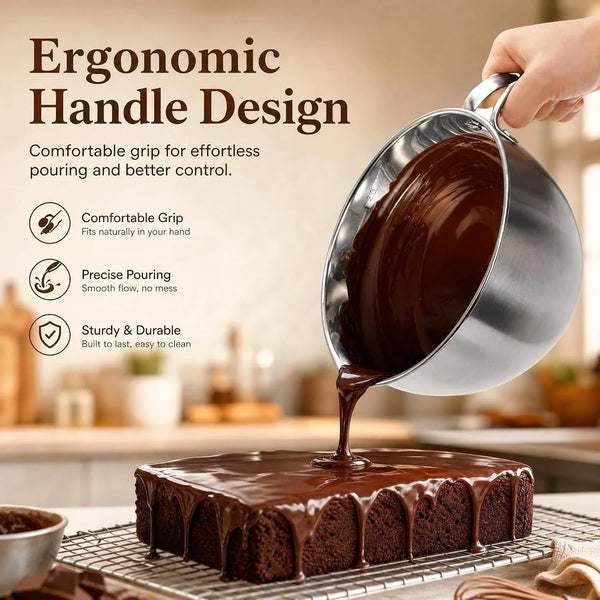 Double Boiler Pot Set with Silicone Spatula, 2000ML/1.8QT Chocolate Melting Pot with 2800ML/2.54QT Stainless Steel Pot, Candy Melting Pot, Chocolate Melter for Butter, Caramel, Cheese, Wax,8