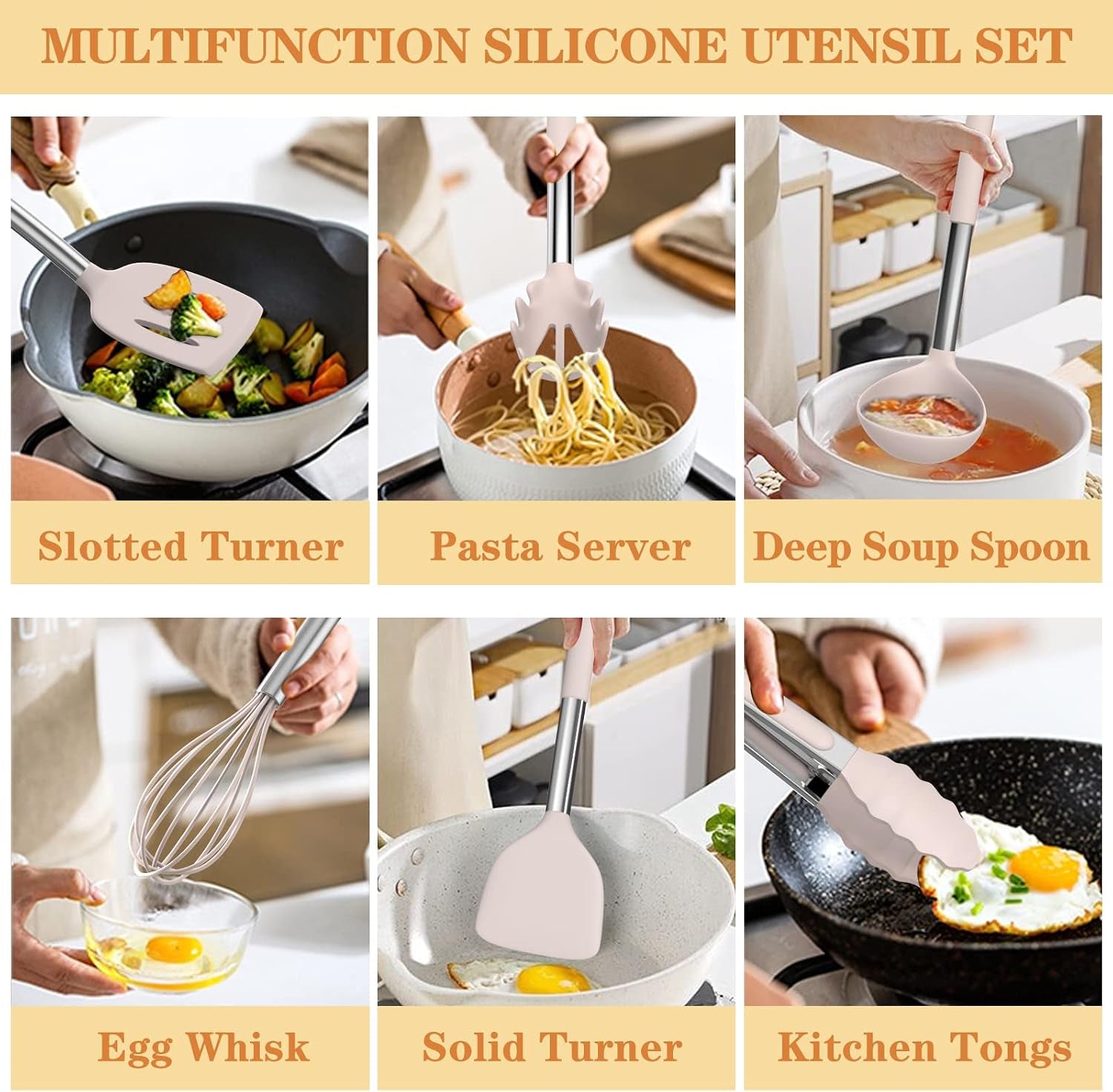 silicone-cooking-utensil-set-43-pcs-heat-resistant-kitchen-utensil-gadgets-set-stainless-steel-handle-kitchen-spatula-tools-for-nonstick-cookware-pots-and-pans-accessories-khaki