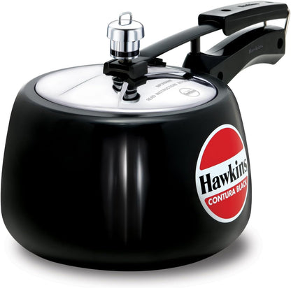 3 Litre Contura Black Pressure Cooker, Hard Anodised Inner Lid Cooker, Handi Cooker, Black (CB30)1