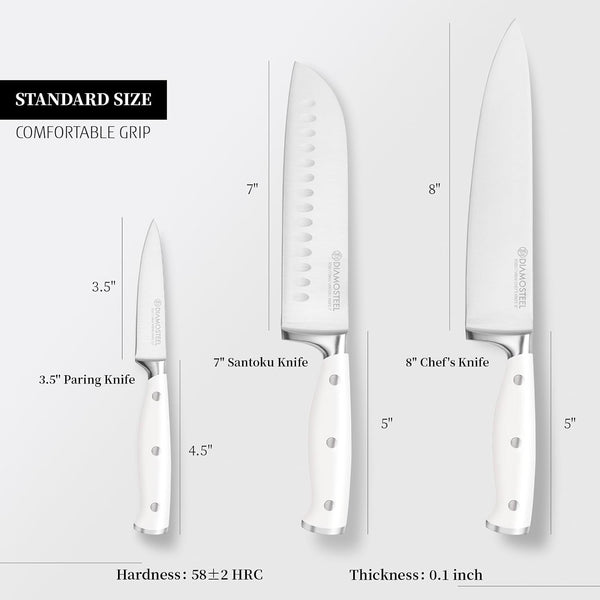 White Knife Set, 3-Piece Knives Set for Kitchen with Elegant Box7