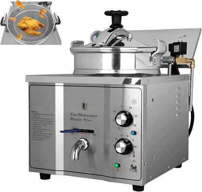 16L Commercial Electric Pressure Fryer, Stainless Steel Electric Countertop Pressure Fryer, Commercial Electric Pressure Fryer1