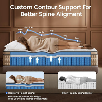 King Mattress 14 Inch - Pain-Relieving Medium Firm Hybrid Mattress for Extra Lumbar & Hip Support - Premium Bed in a Box - 365-Night Trial - No Odor, Fiberglass-Free, Certipur-Us Certified3