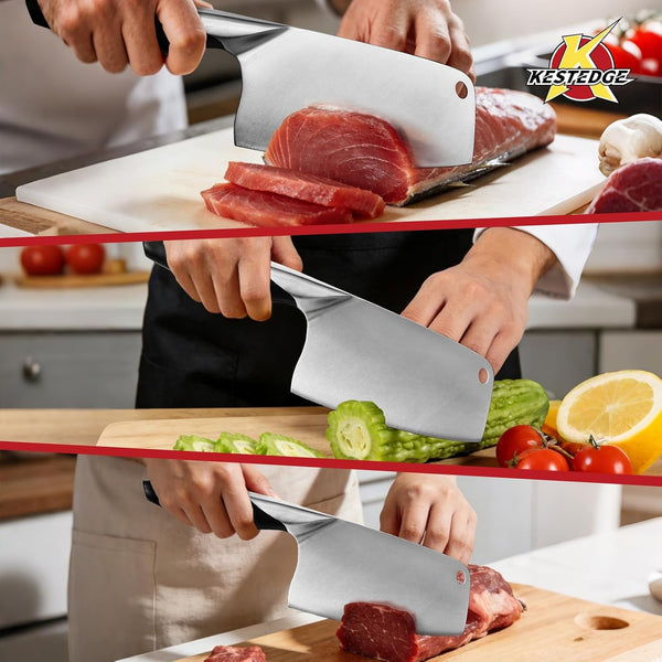 6 Inch Meat Cleaver, 9Cr18Mov Lightweight Butcher Knife3