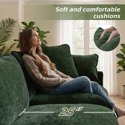 Modular Sectional Sofa with Storage Ottomans,103" L-Shaped Cloud Couch,Comfy Modern Couches with Pillows & Upholstered Deep Seat Cushion for Apartment Living Room Bedroom（Green）5