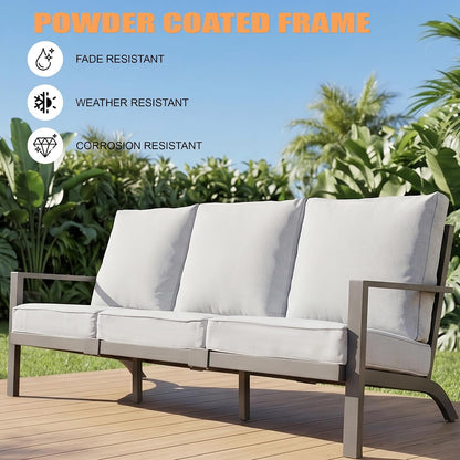 4-Piece Aluminum Patio Furniture Set with Adjustable Coffee Table, Gray5