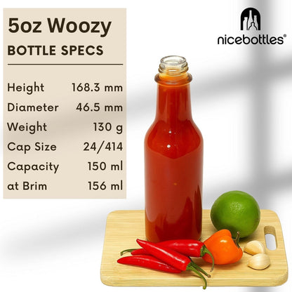 Hot Sauce Bottles with Shrink Bands, 5 Oz (Black Cap, 12 Pack)3