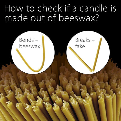 Pure Beeswax Candles - Honey-Scented, Decorative Thin Taper Candles - Ideal for Birthday Decoration or Church Prayers - Drip Free, Tall & Smokeless Pack of 50 Pcs, 6.3 X 0.2 Inch5