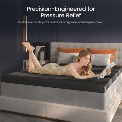 3 Inch Twin XL Mattress Topper Memory Foam, Cooling Gel & Non-Slip Straps | College Dorm Essentials, Pressure Relief & All Night Comfort, Certipur-Us2
