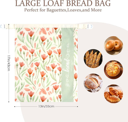 Beeswax Sourdough Bread Bags for Homemade Bread, 2 Packs XL Reusable Organic Beeswax Linen Cotton Sourdough Bag, Keep Loaves Fresh Longer, Homesteading Essentials2