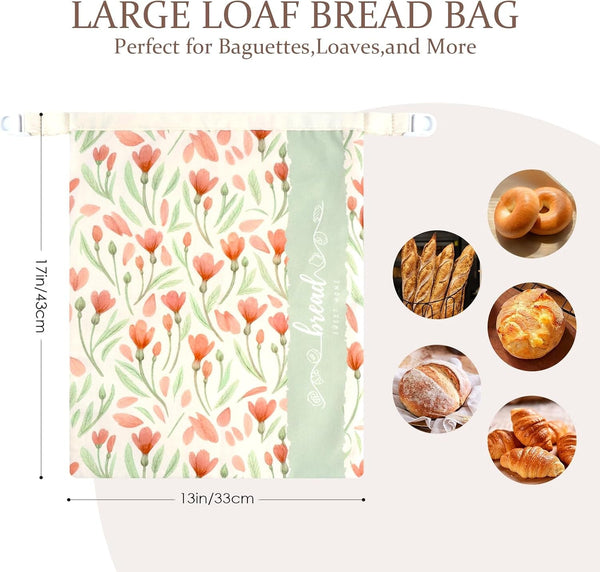 Beeswax Sourdough Bread Bags for Homemade Bread, 2 Packs XL Reusable Organic Beeswax Linen Cotton Sourdough Bag, Keep Loaves Fresh Longer, Homesteading Essentials2