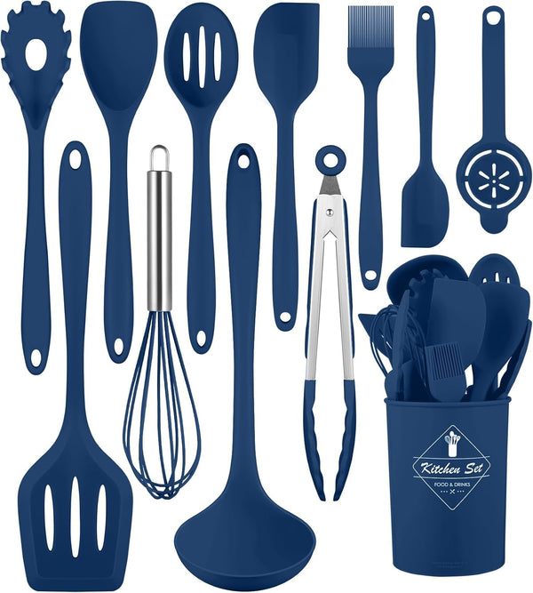 Blue Kitchen Utensils Set-12 Pieces Silicone Cooking Utensils Set1