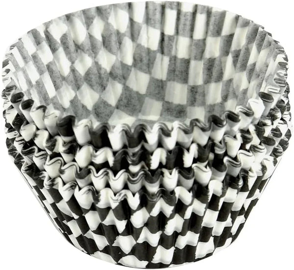 Black Checkered Cupcake Liners,100Pcs Baking Cups for Party Decorations | Heat-Resistant Paper Liners Keep Shape.Checkered Design Suits Birthday Race Car Parties.Stylish for All Ages Baking1