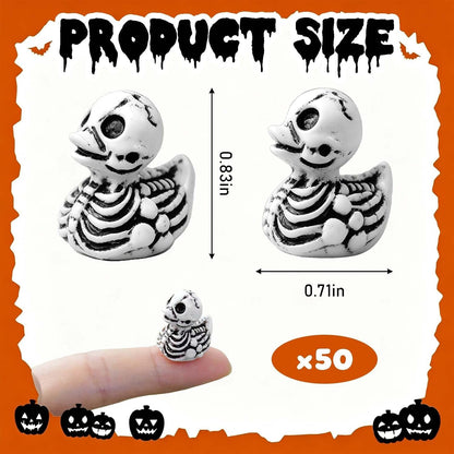 50Pcs Halloween Mini Ducks, Tiny Skeleton Ducks to Hide for Party Decor | Mini Halloween Ducks Spooky Resin Duck Figurines Small Skeleton Figures for Crafts Halloween Decorations, Garden Home Decor2