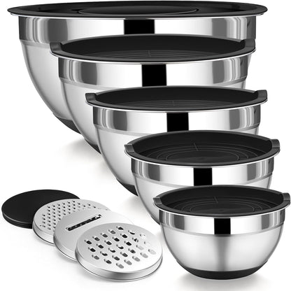 Mixing Bowls with Lid Set, Nesting Bowl for Storing, Black1