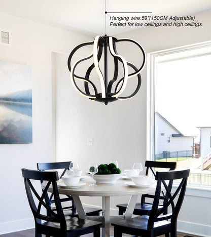Modern Black LED Chandelier Ceiling Light Fixture, 8 Lights Hanging Pendant Lights for Dining Room Foyer Entryway Kitchen Living Room.3