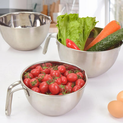 3PCS Stainless Steel Mixing Bowls ,Nesting Bowls with Silicone Spatula4