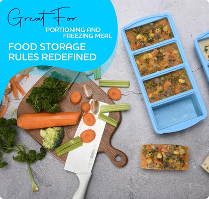 Silicone Freezer Trays with Lid,1-Cup Soup Freezer Container Large Ice Cube Molds with Reinforced Steel Ring Top for Freezing Soup Sauce Broth Leftovers Oven Dishwasher -Safe(2-Pack)7