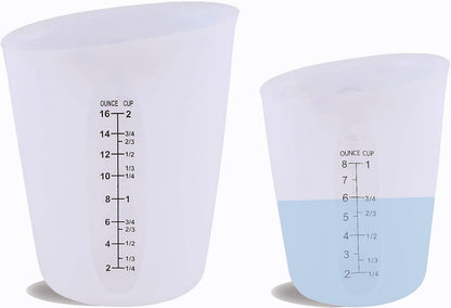 Silicone Measuring Cups, Blender, Liquid, Paint and Resin Mixing (16Oz & 8Oz), Squeeze, Pour Mixing Coffee, Making Cake, Cookies Baking, BPA Free. for Molds, Jewelry Making, Waxing, Easy to Clean7