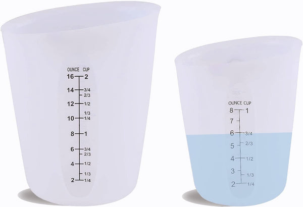 Silicone Measuring Cups, Blender, Liquid, Paint and Resin Mixing (16Oz & 8Oz), Squeeze, Pour Mixing Coffee, Making Cake, Cookies Baking, BPA Free. for Molds, Jewelry Making, Waxing, Easy to Clean7