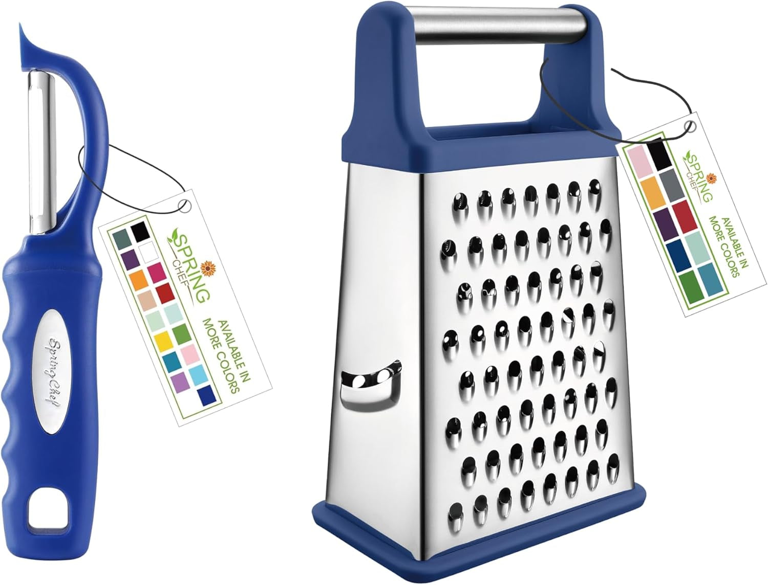 stainless-steel-swivel-peeler-4-sided-handheld-box-grater-xl-size-2-product-bundle-sapphire