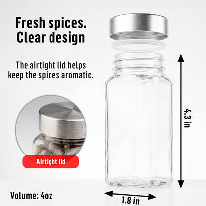 Glass Spice Jars with Label 24X4Oz - Spice Containers +280 Labels8