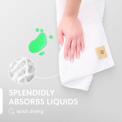Super Absorbent Kitchen Towels 12 Pack - Premium 100% Cotton Kitchen Towels, 450GSM Thick Machine Washable White Dish Towels for Kitchen Drying, Cleaning, Dobby Weave, Unmatched Quality4