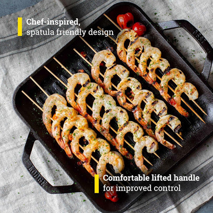 11" Cast Iron Square Grill Pan - Chef Collection - Pre-Seasoned Cast Iron Pan - Versatile Cooking - Indoor & Outdoor Use - Incredible Heat Retention4