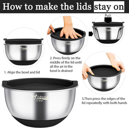 Mixing Bowls with Airtight Lids, Stainless Steel Mixing Bowls Set7