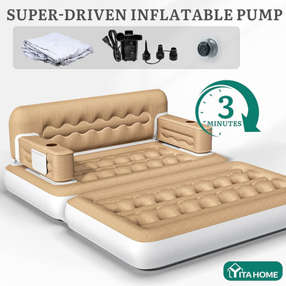 Queen Size Air Sofa Bed with Headboard and Pump7