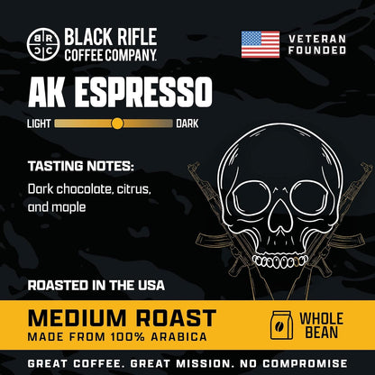 Black Rifle Coffee Medium Roast Whole Bean Coffee AK Espresso 12 Oz | Veteran Founded, 100% Arabica, Citrus, Dark Chocolate & Nutty Aroma2