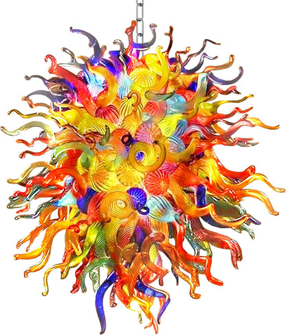 Hand Blown Glass Chandelier, Colorful Glass Chandeliers Light Fixture High Ceilling Pendant Chandeliers for Living Room, Dining Room, Lobby, Staircase, Hallway 36" Dia X 60" H2