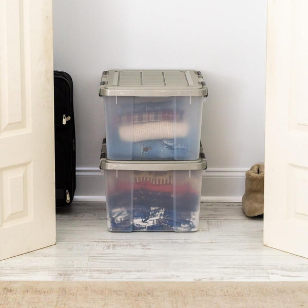 2-Pack 44 Qt Storage Bins with Gasket Lids, Clear/Chrome4