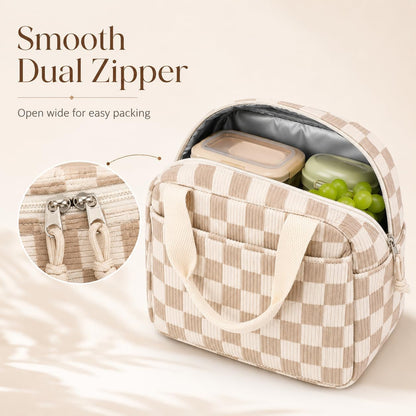 Lunch Bag for Women Men Cute Corduroy Lunch Tote Bags Reusable Insulated Lunch Box Large Capacity Reusable Insulated Cooler for Work Picnic or Travel6