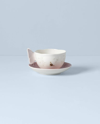 Butterfly Meadow Figural Cup and Saucer Set, Pink2
