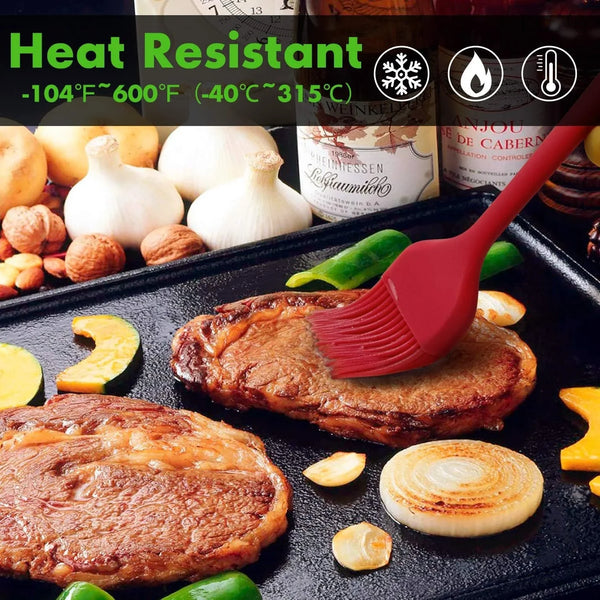 Basting Brushes Silicone Heat Resistant Pastry Brushes Spread Oil Butter Sauce Marinades for BBQ Grill Barbecue Baking Kitchen Cooking BPA Free Dishwasher Safe (Red 2)3