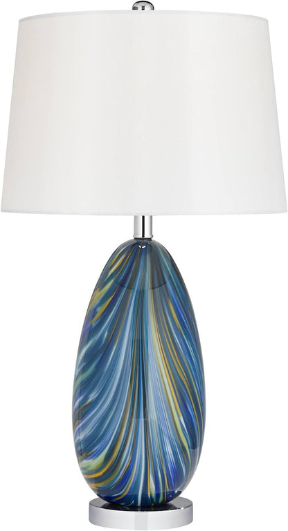 Pablo 27" Tall Table Lamp Modern Blue Art Glass Hand Blown Swirling1