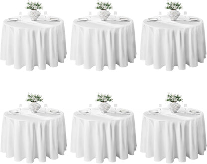6 Pack 120Inch round Tablecloth Polyester Table Cloth, White1