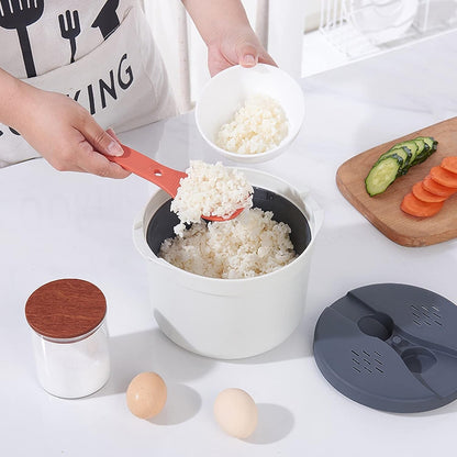 Microwave Rice Cooker Steamer, Microwave Pasta Cooker with Strainer, 2 L Microwave Cookware Set for Rice, Pasta, Vegetables, Quinoa, Oatmeal, Ramen Non Stick (Orange)5