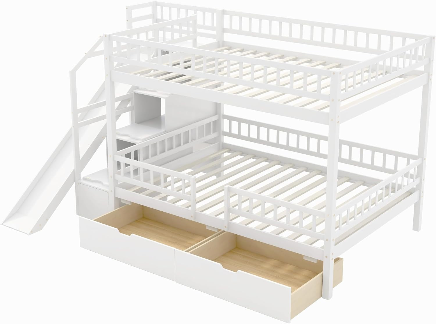 full-over-full-bunk-bed-with-storage-staircase-slide-and-2-drawers-wood-bunk-bed-frame-for-kids-solid-pine-wood-bed-with-guardrail-no-box-spring-needed-white