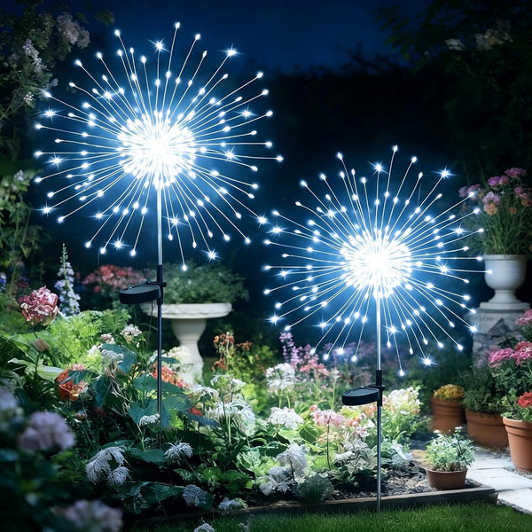 Solar Garden Lights Outdoor,Waterproof Garden, 2PC 200 LED Twinkling Firework Lights Decorative with 8 Modes,Decor for Yard Patio Pathway Lawn for Yard outside Fairy Decorative1