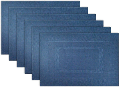 PVC Tabletop Collection Woven Indoor/Outdoor, Placemat Set, 13X17.25, Nautical Blue, 6 Piece1