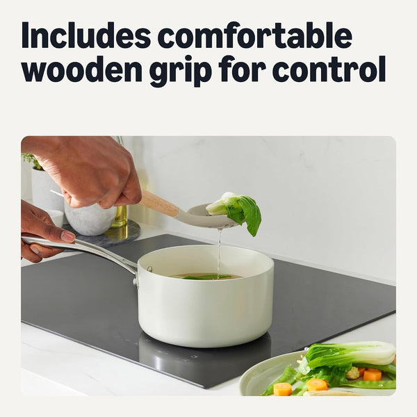 Silicone Cooking Utensils Set with Wooden Handle, 14-Piece, Bpa-Free, Utensil Holder Included, Linen Gray4
